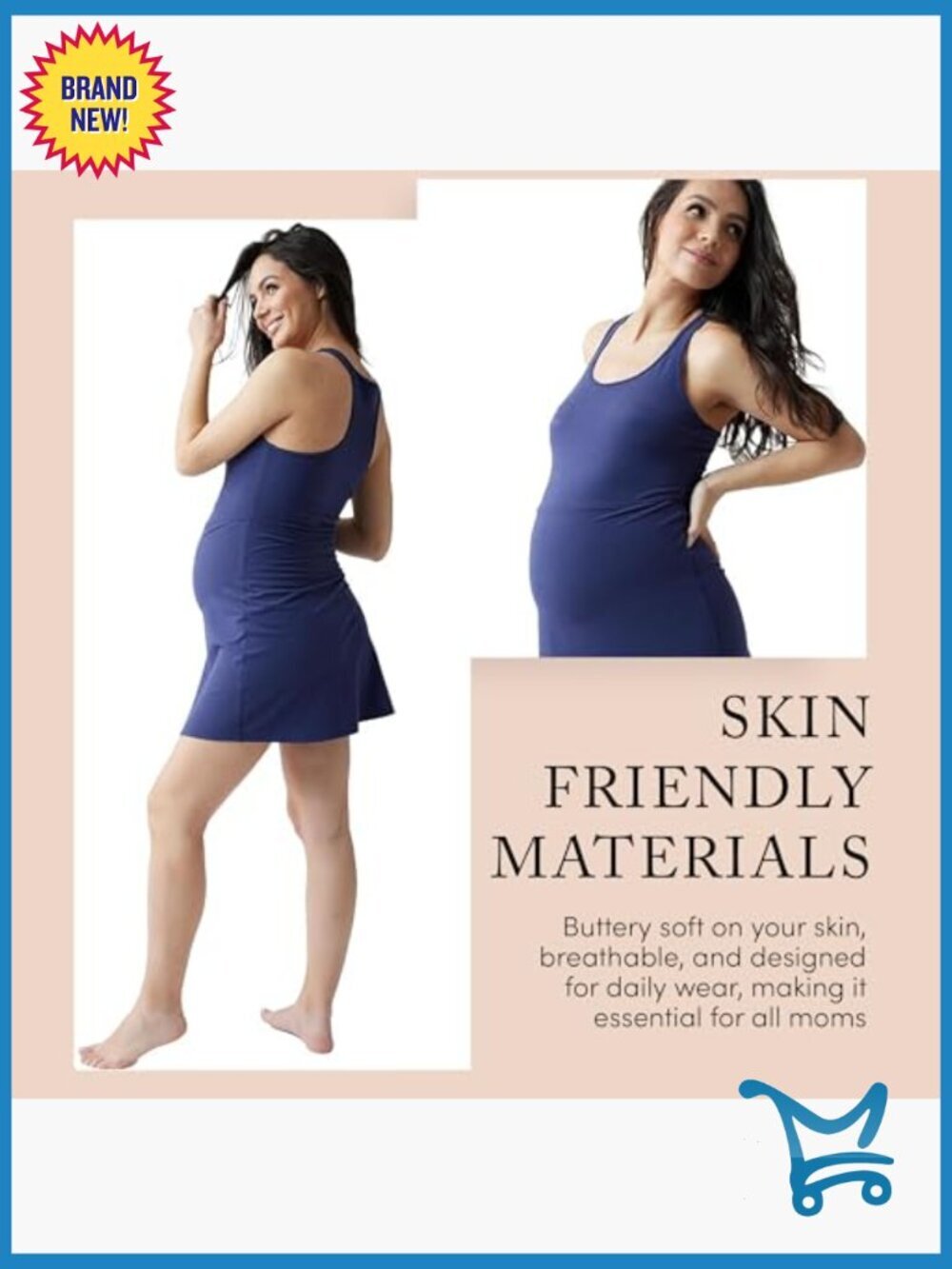 Maternity Active Tennis Skort Dress with Built-in Shorts, Nursing Friendly - Picture 5 of 7